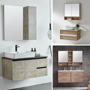 [Hot Item] Solid Popular Wood Frame White Color with LED Mirror Bathroom Cabinets