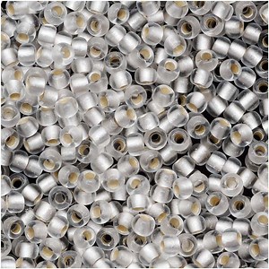 Toho Round Seed Beads 11/0 21F 'Silver Lined Frosted Crystal' 8 Gram Tube
