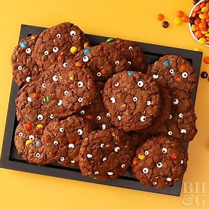 Halloween Monster Cookies Get the recipe: http://spr.ly/60018UUBt | Holidays & Celebrations from Better Homes and Gardens
