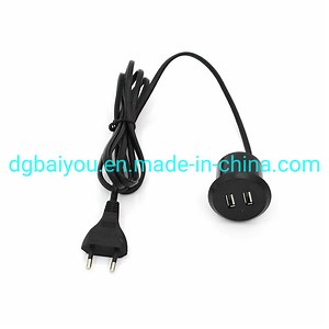 Tabletop Furniture Hotel Dual Port USB Charger Socket Charging with EU 2 Pin Plug