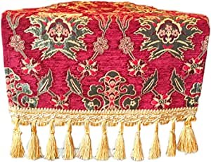 Luxury Turkish Table Runner 60 inch Long | Burgundy Coffee Table Runner with Gold Tassels (Red 13X60 inch)