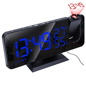 Radio Projector Clock Large LED Display with Temperature & Humidity Digital Alarm Clock