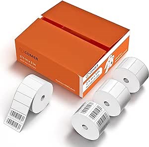 K Comer 1'' X 2 5/8'' Direct Thermal Shipping Labels Stickers for UPC Barcodes, Address, BPA&BPS Free Self-Adhesive Perforated for Thermal Label Printer-4 Rolls, 8000 Labels