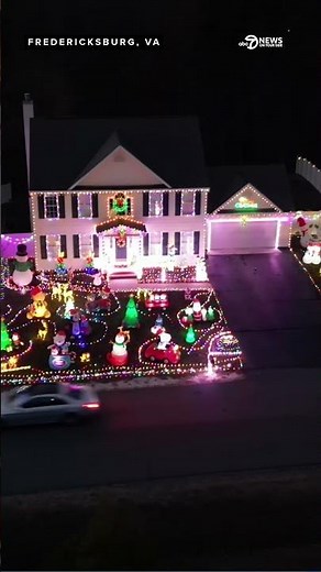 7News Drone over a dazzling holiday display in Fredericksburg, Va.