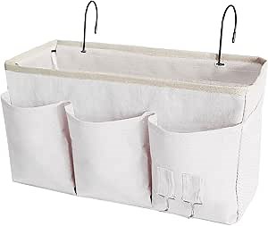 Bedside Caddy, Bedside Hanging Storage Organizer forBunk and Hospital Beds,College Dorm Bed，Can be Placed Glasses Books Mobile Phones (White 1)