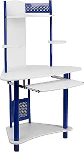 Flash Furniture Walker Blue Corner Computer Desk with Hutch
