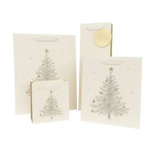 [Hot Item] Christmas Paper Bags Cardboard Candy Stripe Paper Bags Birthday Children Xmas Gift Bags with Handle for Cakes & Gifts