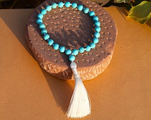 Turquoise Wrist Mala Bracelet | 27 Bead Pocket Mala for Meditation and Yoga | 8mm Hand Knotted Buddhist Prayer Beads | Protection Gift - Etsy