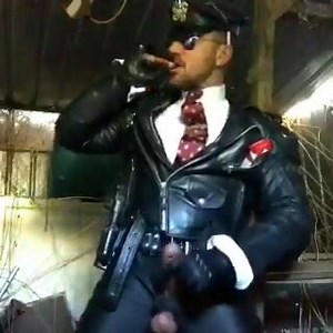 Leather biker smoke - video 2