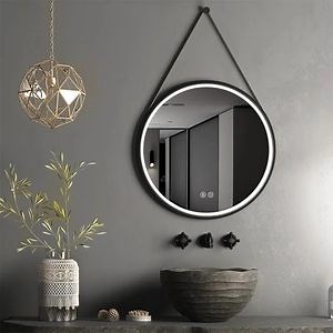 [Hot Item] Bathroom Half Round Mirrors Accent Mirror Circle Wall Mirror with Hanging Rope