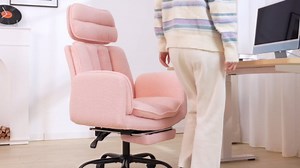 Criss Cross Office Chair with Armrests & Wheels, Comfy Velvet Vanity Chair, Ergonomic Executive Gaming Computer Chairs with Foot Rest, Wide Seat Reclining Desk Chair, White