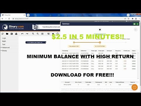 Binary Bot Low Balance - Bot Binary No Loss - XML Binary Bot