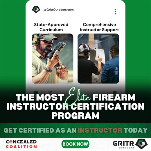 Ready to turn your passion for firearms into a certified profession? Become a nationally recognized firearms instructor with hands-on training at GRITR Outdoors in North Richland Hills, TX. 💥 Limited seats available - secure your future today! | Concealed Coalition