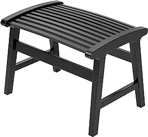 Shower Stool Soft Wooden Bench - Rebound Seat 18 inch Vanity Stool Adults and Kids for Bathroom Living Room Bedroom Balcony Sturdy Bamboo Bathroom Bench 350 lbs Capacity (Black)