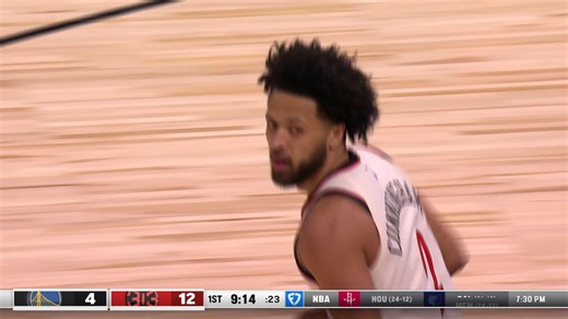 Cade Cunningham with the two-hand slam on the alley-oop connection