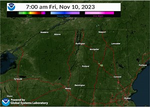 20 reactions | A cold front will bring some more rain or snow showers and below average temperatures today and tonight. The gif shows a model depiction (NAM3km) of showers developing this afternoon. | US National Weather Service Burlington VT | Facebook