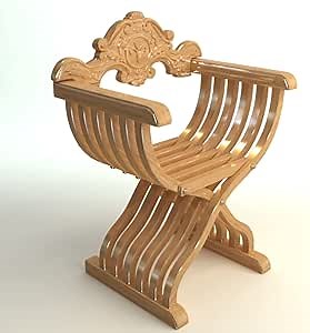 ARTIZANSTORE The Savonarola Arm Chair Natural Wooden Home and Office Decor