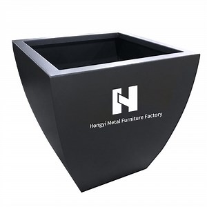 [Hot Item] Residential Outdoor Planter Galvanized Steel Flower Pot for Front Porch Patio