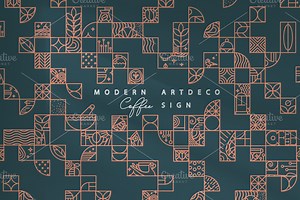 Modern Art Deco Coffee Signs, an Outline Icon by Anna