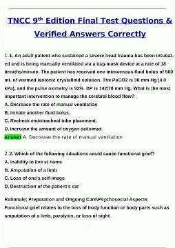 TNCC 9th Edition FINAL TEST Latest 2025 Actual Questions and Verified Answers 2025 2026 A Grade 100