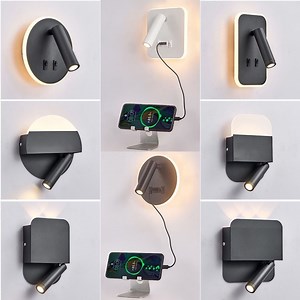 [Hot Item] Hotel Sconce Light LED Over The Recessed Headboard Reading Lights for Bed Wall Mount with USB Port Adjustable Wall Light with Cable and Plug-in or Hardwired