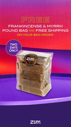 Frank & Myrrh lovers, this one's for you. Score a FREE pound of Frankincense & Myrrh Goat’s Milk Soap when you spend $60. No code needed! | Zum by Indigo Wild