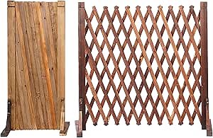 tonchean 27.5 Expandable Wood Fence - Retractable 2-Pack Privacy Screens with Lattice Design, Foldable Outdoor Panels for Garden Gates, Pet Doors & Patio (No Drill Installation)