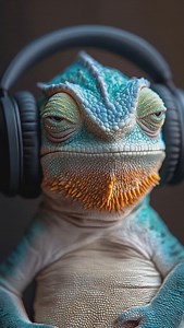 🦎📷 Imagen: Midjourney Prompt: “Chamaleon wearing headphones, eyes closed meditation” Video: Kling 1.6 Vídeo Prompt: “A bored chameleon listening to music quietly in silence. The chameleon is totally silent.” #inteligenciaartificial #ia #aivideo #badbunny #debitirarmasfotos #dtmf #klingai #hailuoai #midjourney #midjourneyart | Pablo Prompt
