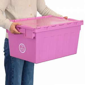 [Hot Item] Attached Lid Stack and Nestable Industrial Plastic Containers for Logistic and Transport