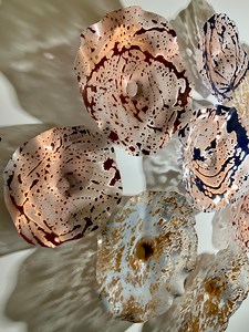 Original Wall Sculpture Flowers 9 Copper/blue/pink/gray/brown Handmade Up-cycled Plastic/modern Home Decor/large Mural Art/looks Like Glass - Etsy