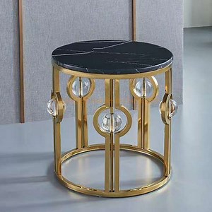 [Hot Item] Column Table Modern Gold Stainless Steel Leg Tempered Mirror Coffee Table Set Luxury Coffee Tea Table
