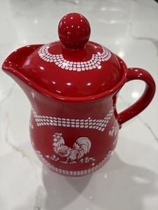 Vintage Temptations by Tara Red Color Rooster Seasonal "doodle Doo" Pattern Ceramic Pitcher With Lid - Etsy