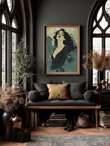 Art Nouveau Gothic Woman Printable Wall Art, Cemetery Portrait Illustration, Dark Academia Home Decor - Etsy Canada