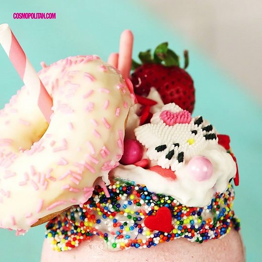 216K views · 1.6K reactions | This Hello Kitty doughnut milkshake is so cute it hurts | Cosmo Bites | Facebook