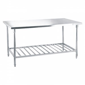 [Hot Item] Hotel Kitchen Equipment Round Tube Stainless Steel Work Table with Storage Layer