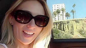 Awesome blonde selfie girl masturbate in her car