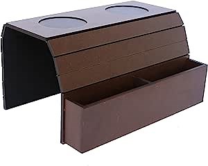 Sofa Arm Tray Table. Remote Control and Cellphone Organizer Holder, Arm Rest Organizer, Arm Rest Table with Pockets. Fits Over Square Chair arms (Brown)