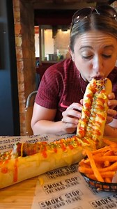 872K views · 22K reactions | Taking on Smoke Stop BBQ's massive Big Dawg Hot Dog Challenge in Shrewsbury, England! | Katina Eats Kilos | Facebook