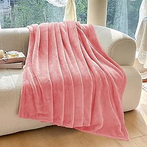 Bucephalus 60"×80" Pink Throw Blanket, Lightweight Soft Fleece Twin Size Blanket for Couch Sofa Bed, 300GSM Microfiber Cozy Throw Blanket