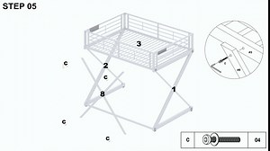 Z-Bedroom Metal Black Powder Coated Full Size Loft Study Bunk Bed with Computer Desk by Powell