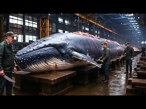 Giant Whale Cutting – Traditional Japanese Whale Meat Processing for Food