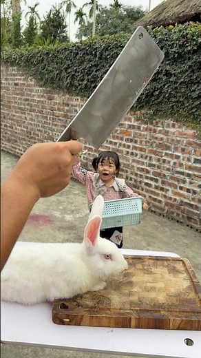 The poor boy did his best to save the rabbit from death.