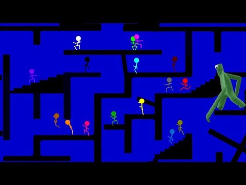 Stickman Maze Survival Game - Green Rainbow Friend - Algodoo sTICKMAN - Color Run