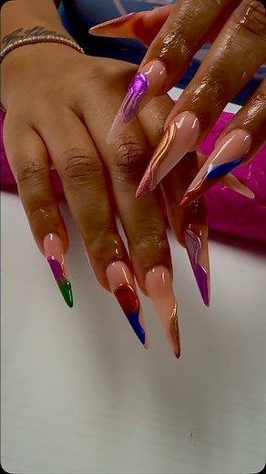 Gotta stay COLORFUL this month 🤭- https://CubanCrylics.as.me/ #fyp #explorepage✨ #dallasnailtech #kansascitynailtech #dfwnailtech #blacknailtech #travelnailtech #licensednailtech #viral #chrome #3dnailart #pridemonth #rainbow | Daninira King