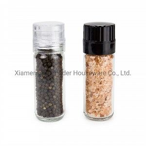 [Hot Item] Manual Salt Pepper Grinder Glass Spice Bottle with Plastic Grinder Lid