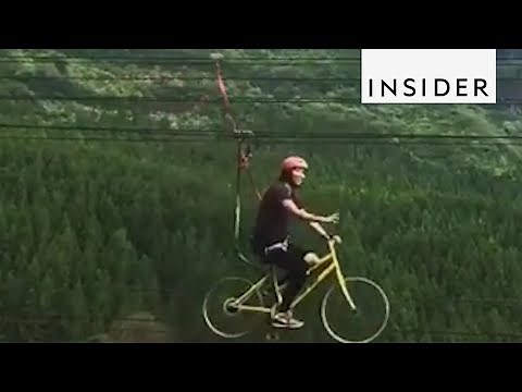 Riding a Bike Zipline