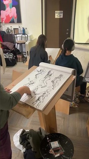 Life drawing featuring our female model! #art #artclass #drawing