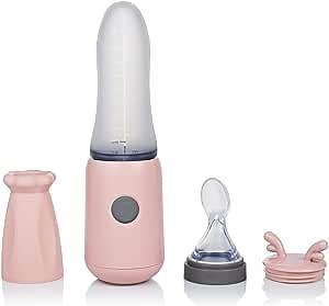 Baby Food Maker - Portable Baby Food Processor Puree Blender, Multi-Function Compact Mills Machine & Baby Food Feeder Soft Silicone Feeding Bottle Spoon, All in One Auto Baby Food Maker Set