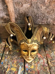 Handcrafted and Hand-decorated Golden Venetian Jester Mask - Carnival Joker Mask - Not Wearable - Etsy