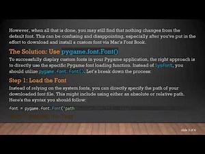 Solving the Issue of Pygame Not Displaying Custom Fonts on a Mac